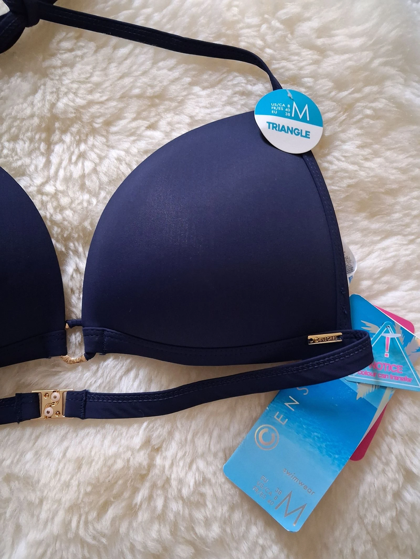 Lindo top de biquíni azul marinho tamanho 38 – photo 2